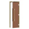 Дверь SAWO 741-3SGD-R-3 7/19, бронза, правая без порога, кедр, прямая ручка с металлической вставкой
