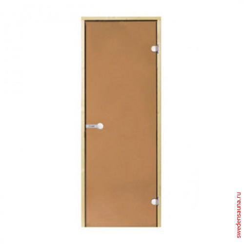 Дверь для сауны Harvia STG 7×19 коробка осина, стекло бронза - фото, описание, отзывы.