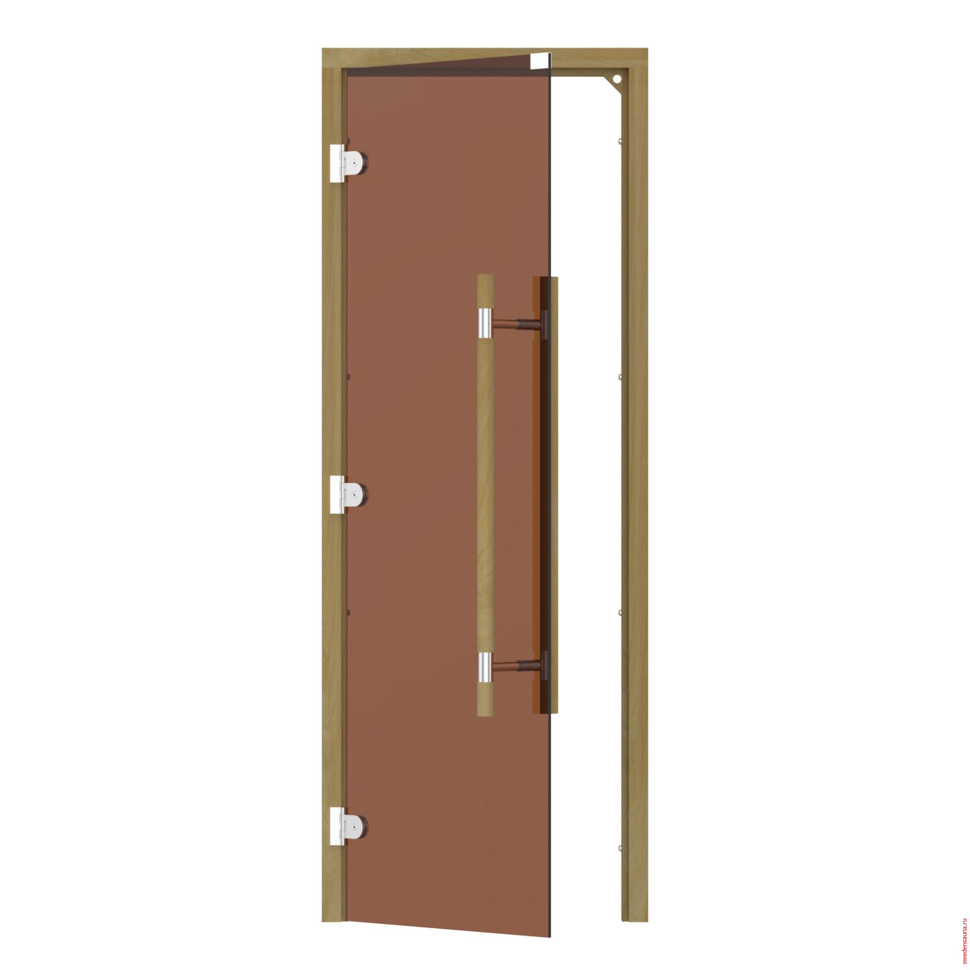 Дверь SAWO 741-3SGD-L-3 7/19, бронза, левая, без порога, кедр, прямая ручка с металлической вставкой - фото, описание, отзывы.