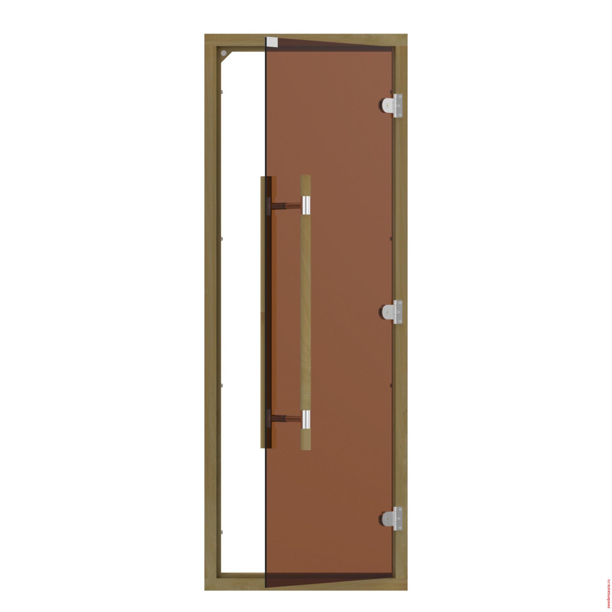 Дверь SAWO 741-4SGD 7/19 (бронза с порогом, кедр, прямая ручка с металлической вставкой) - фото, описание, отзывы.